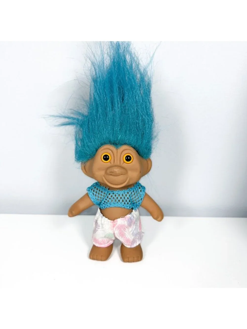 Vintage TNT Troll Doll Blue Hair Hawaiian Shorts & Shirt 1991 Bingo